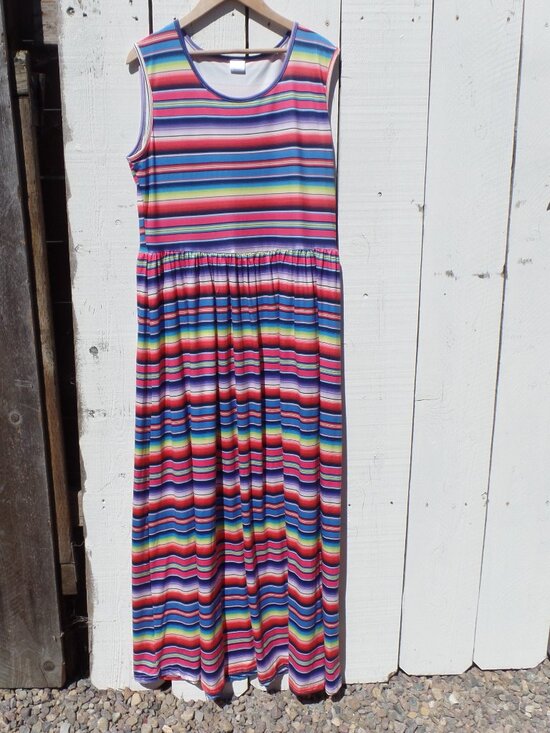 Dresses & Skirts - Rainbow Striped Womens Sleeveless Maxi Dress NWOT XL